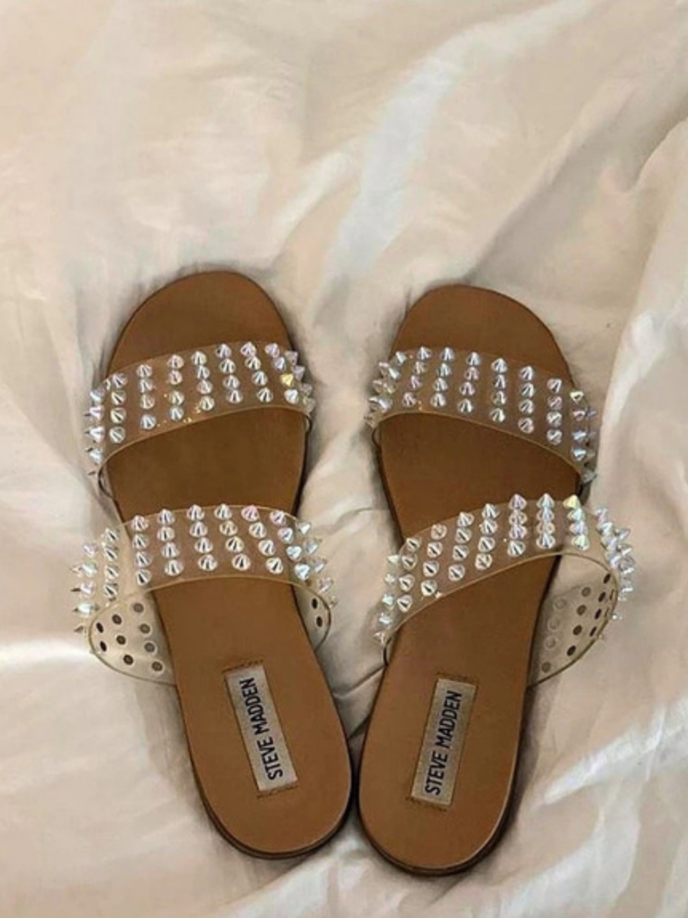 Steve Madden Blizie Studded Slide Sandals Brown US 8
